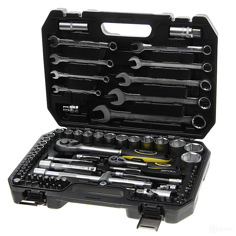 Набор инструмента ER-80082 1/4"&1/2"DR 6-гранный 82 предмета ЭВРИКА 1/3