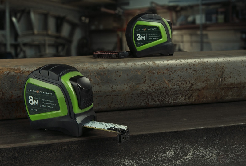 Tape measure in a rubberized case of 5 m×19 mm