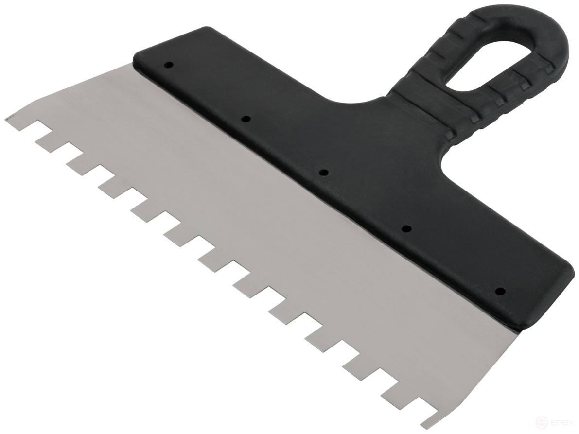Stainless steel serrated facade spatula 250 mm / tooth 10 mm