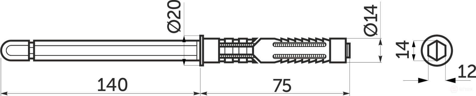 Полкодержатель мет. врезной 14*140 AKS