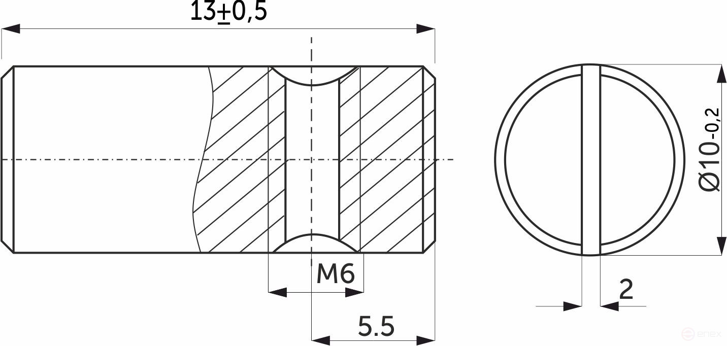 Nut barrel M6*10*13 asymmetrical white zinc (pack/1 thousand pieces) AKS