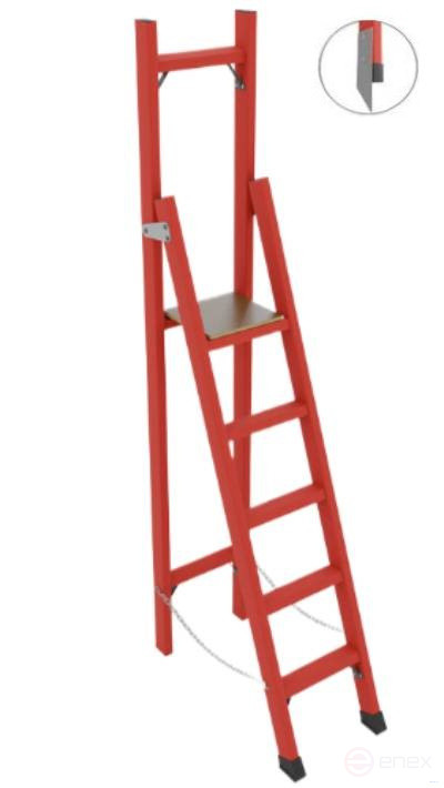 SSV-2.2TM fiberglass stepladder with vertical support, Telecom, metal end caps (Soft ground), h=2370mm, h of the working platform=1300mm, steps.5