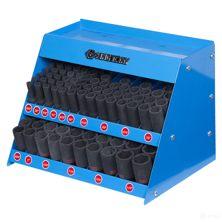 Stand with impact deep end heads 1/2", 5/16"-1&1/4", 4435S series, 110 pieces KING TONY 4466SP
