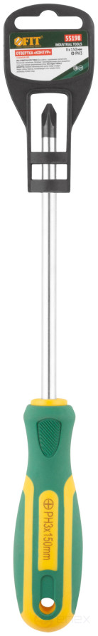 Screwdriver "Contour", CrV steel, rubberized handle 8x150 mm PH3