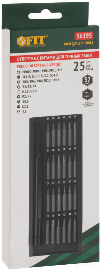 Screwdriver with bits for precision work, 24-bit S2 steel, aluminum case, Pro