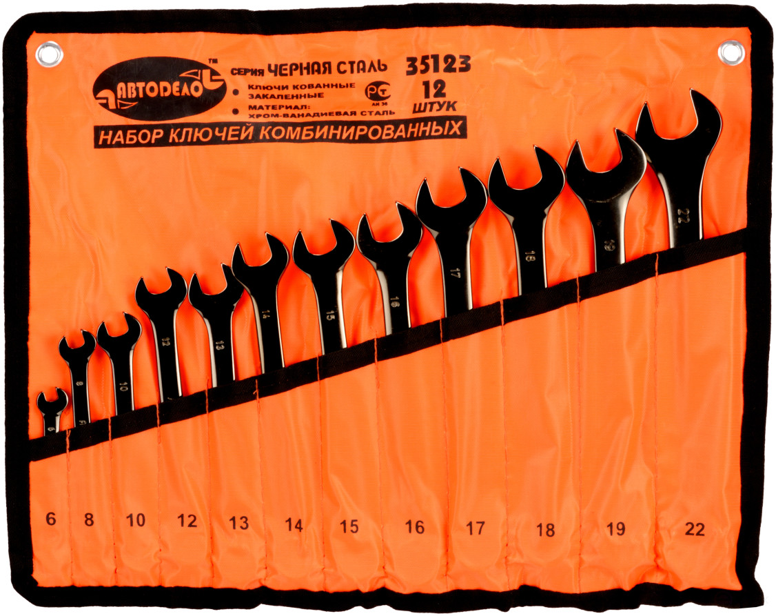Набор комб.ключей АвтоDело"ЧернаяСталь" 12шт."ЕВРО"(сумка) 35123