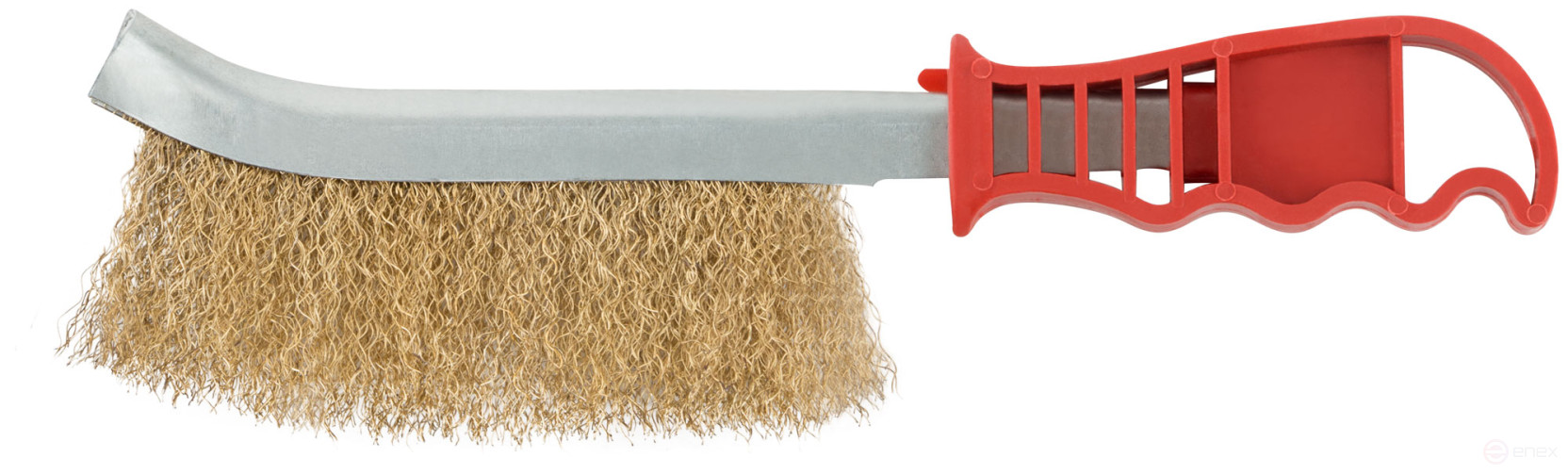 A brush with a curved plastic handle, latuned type B