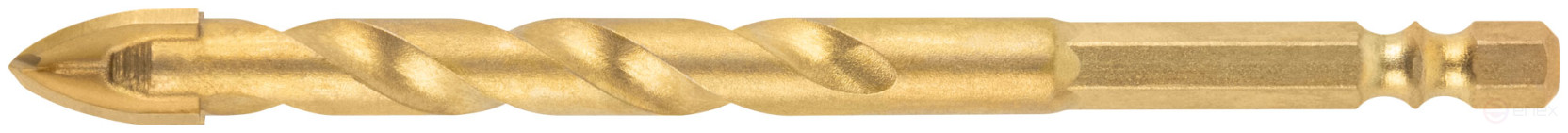 Сверло универсальное, 4 режущие кромки, титановое покрытие, шестигранный U-хвостовик под биту, 12х120 мм