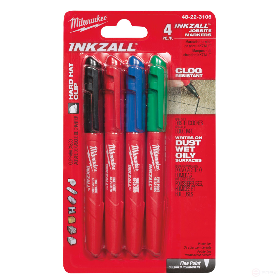 Thin Red INKZALL™ marker for construction site, 36 pieces