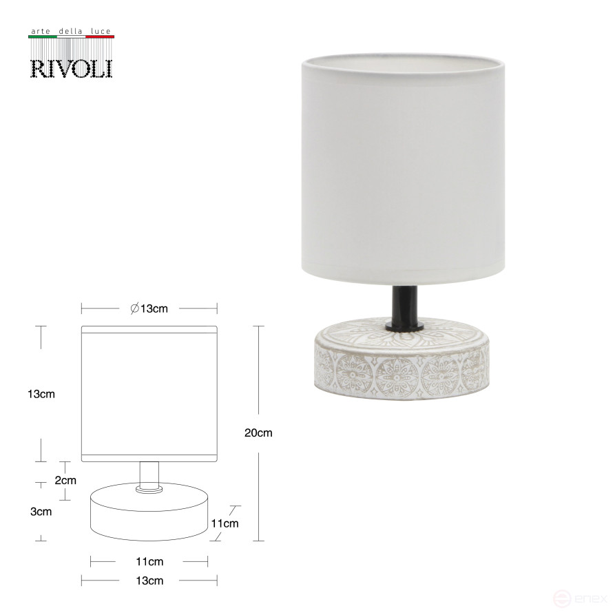 Rivoli Eleanor 7070-501 Table Lamp 1 * E14 40W ceramic beige, white