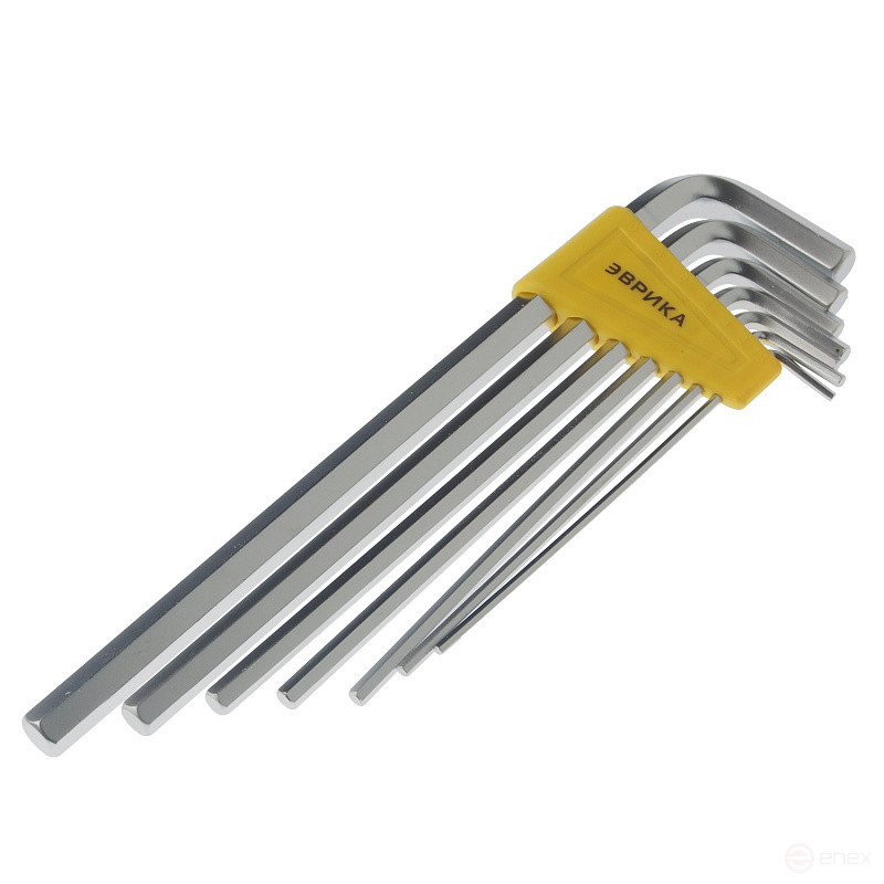 Набор ключей шестигранных ER-25107XL:Г-образных экстра длинных 2.5-10мм 7пр. ЭВРИКА /1/12/60