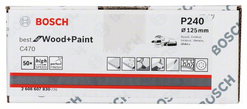 Sanding sheet C470, in a package of 50 pcs. 125 mm, 240, 2608607830