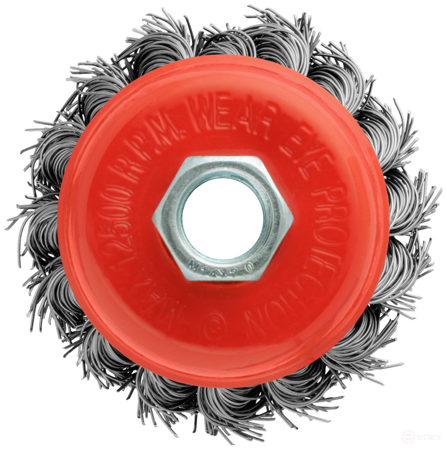 Корщетка-чашка, гайка М14, стальная витая проволока 65 мм, блистер