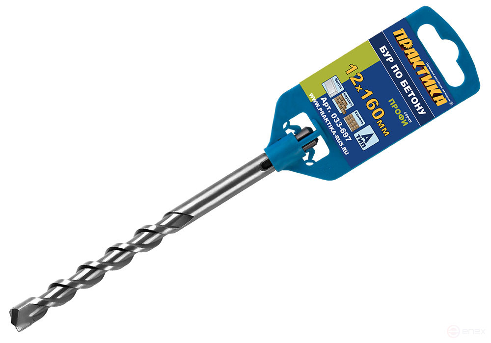 Бур SDS-plus ПРАКТИКА 12 х 100/160 мм серия "Профи" по бетону (033-697)
