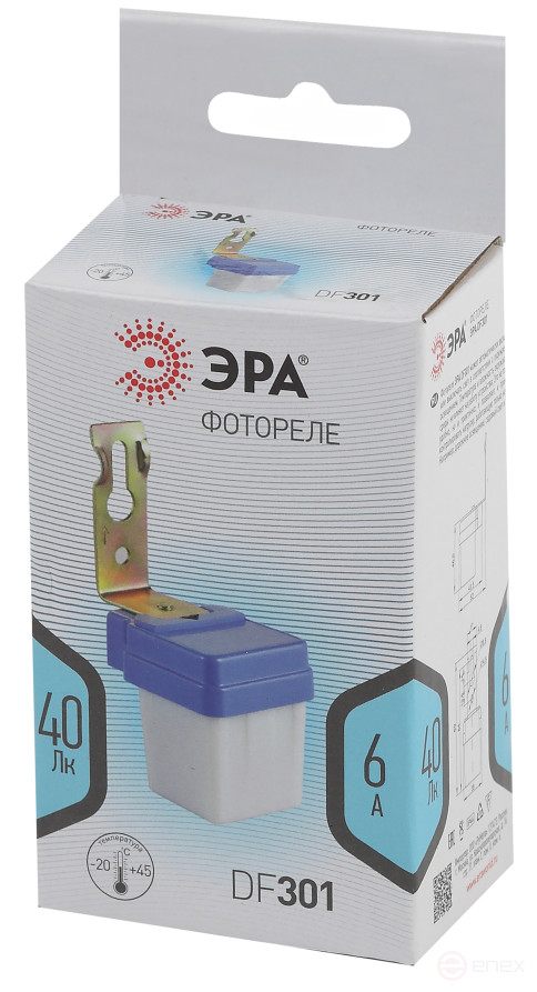 Датчик освещенности ЭРА DF 301 Фотореле серый настенный 1300 ВА IP44
