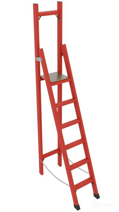 ССВ-2,7 стремянка стеклопластиковая с вертикальной опорой, h=2890мм, h рабочей площадки=1900мм, ступ.6