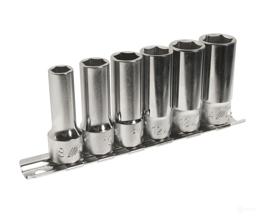 Набор головок торцевых 3/8" 6-ти гранных 08-14мм средней глубины L=46мм 6 предметов JTC