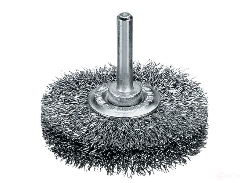 Cylindrical corrugated brush, D30 mm, width 9 mm, shank 6 mm, steel corrugated wire STA 0.30 mm