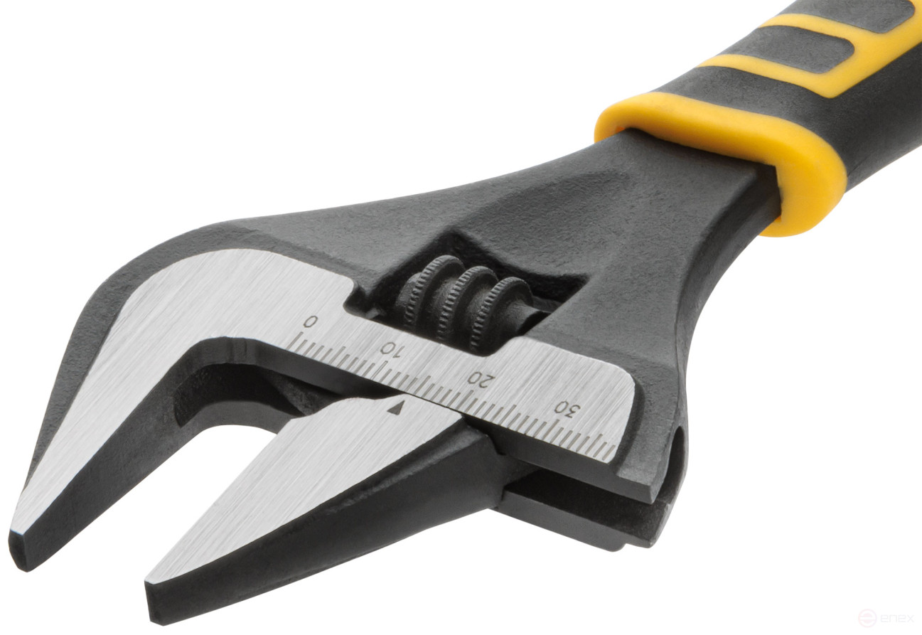 Adjustable "Style" wrench, narrow jaws, scale, extra magnification.gripper, rubberized. handle 200mm (39mm)
