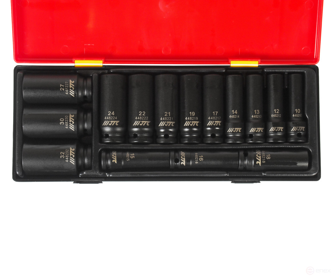 Set of End Deep Impact Heads 6-sided 1/2" 10-32mm (in case) 15pcs JTC/1