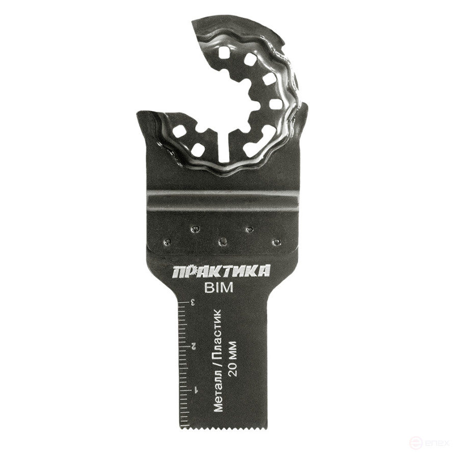 Насадка для МФИ ПРАКТИКА режущая пазовая прямая, BiM, по металлу и дереву, 20 мм, мелкий зуб (240-171)