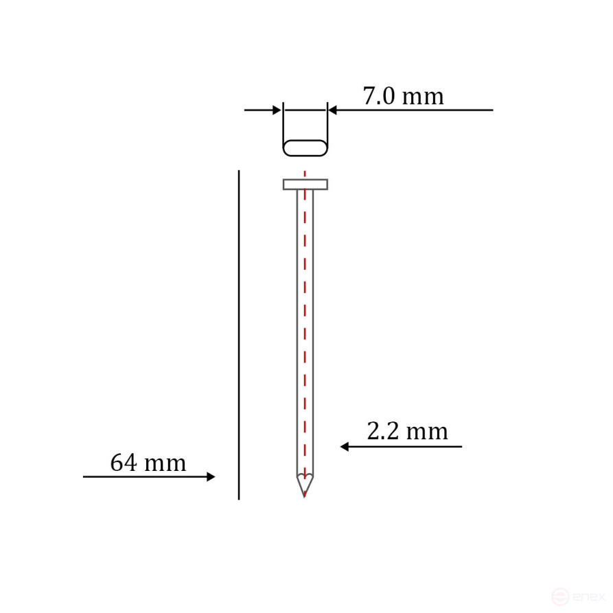 Гвоздь по бетону тип ST для пневмо пистолета HYBEST (64 мм, тип 13ga, 1000 шт/уп)