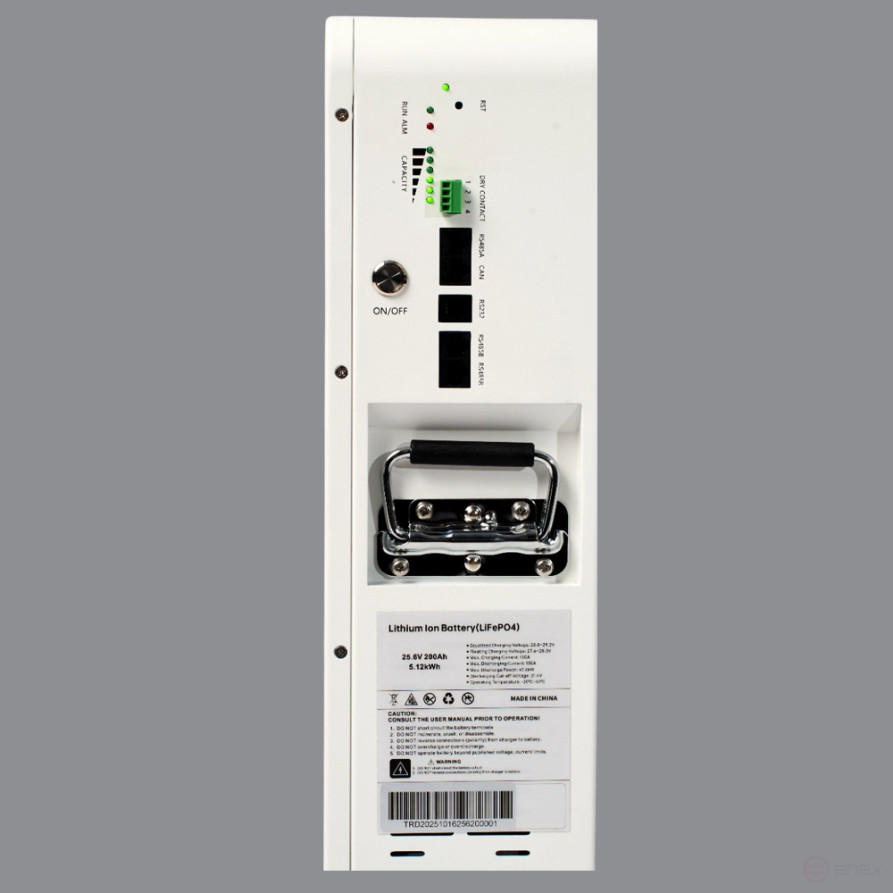 Литиевый аккумулятор тяговый ЛИТДЖЕТ GREEN LiFePO4 25,6V 200Ah 5KWh CAN/RS485, настенный с дисплеем