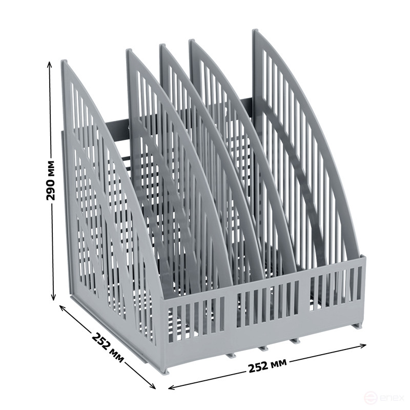 Paper tray vertical STAMP "Line", prefabricated, 4 compartments, grey