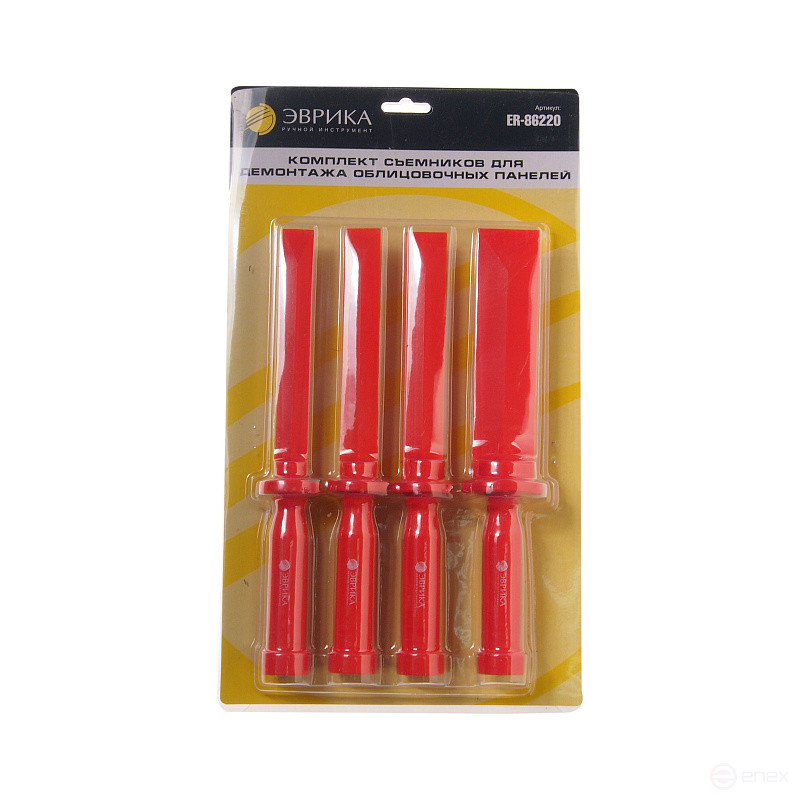 Набор съемников ER-86220 для демонтажа облицовочных панелей с рукояткой, 4 шт. ЭВРИКА 1/5/20
