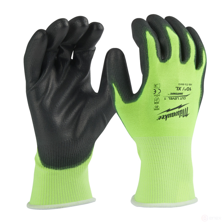 Hi-Vis Cut level protective gloves 1/A, XL/10