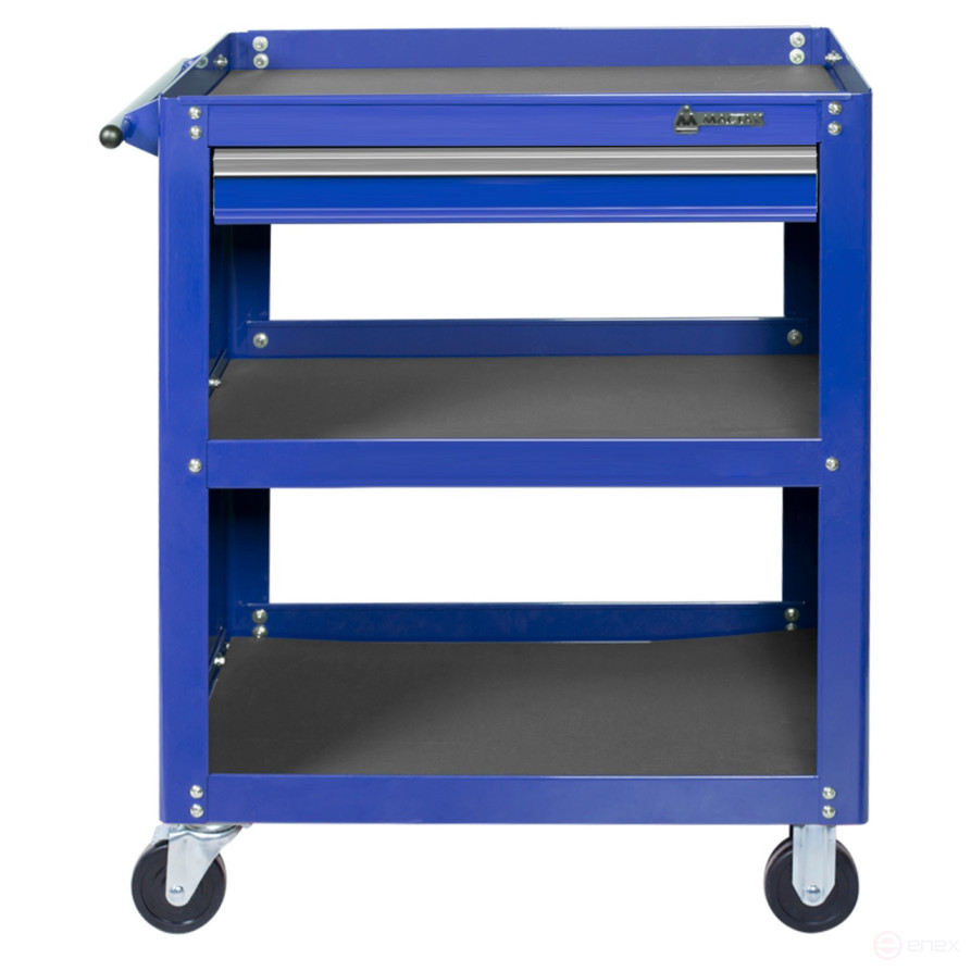 Тележка открытая "ОПТИМА", 3 полки и выдвижной ящик, синяя МАСТАК 520-01580MB