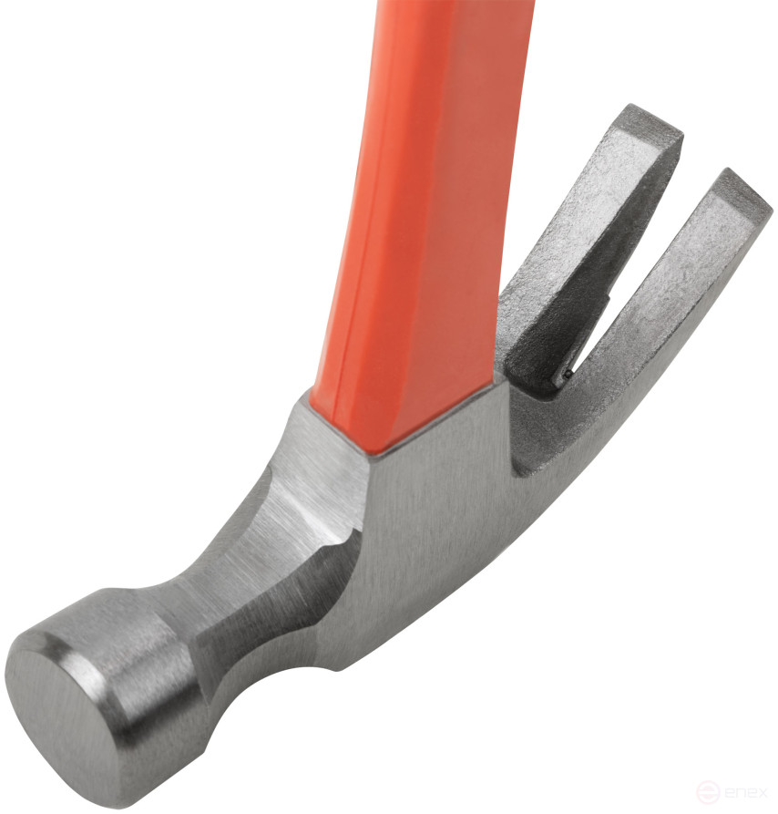 Молоток-гвоздодер, фиберглассовая усиленная ручка 27 мм, 450 гр.