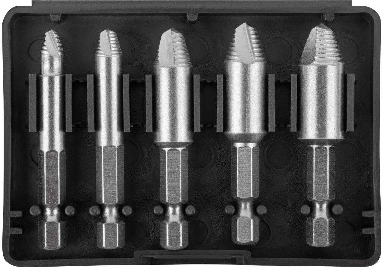 Экстракторы для болтов и шпилек усиленные, HSS сталь, 5 шт.