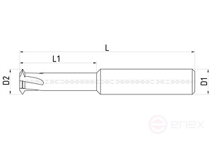 Threaded milling cutter with a partial profile of 60°, internal coolant supply, MGTP60 series, min. Ø rel-I 2.6 mm