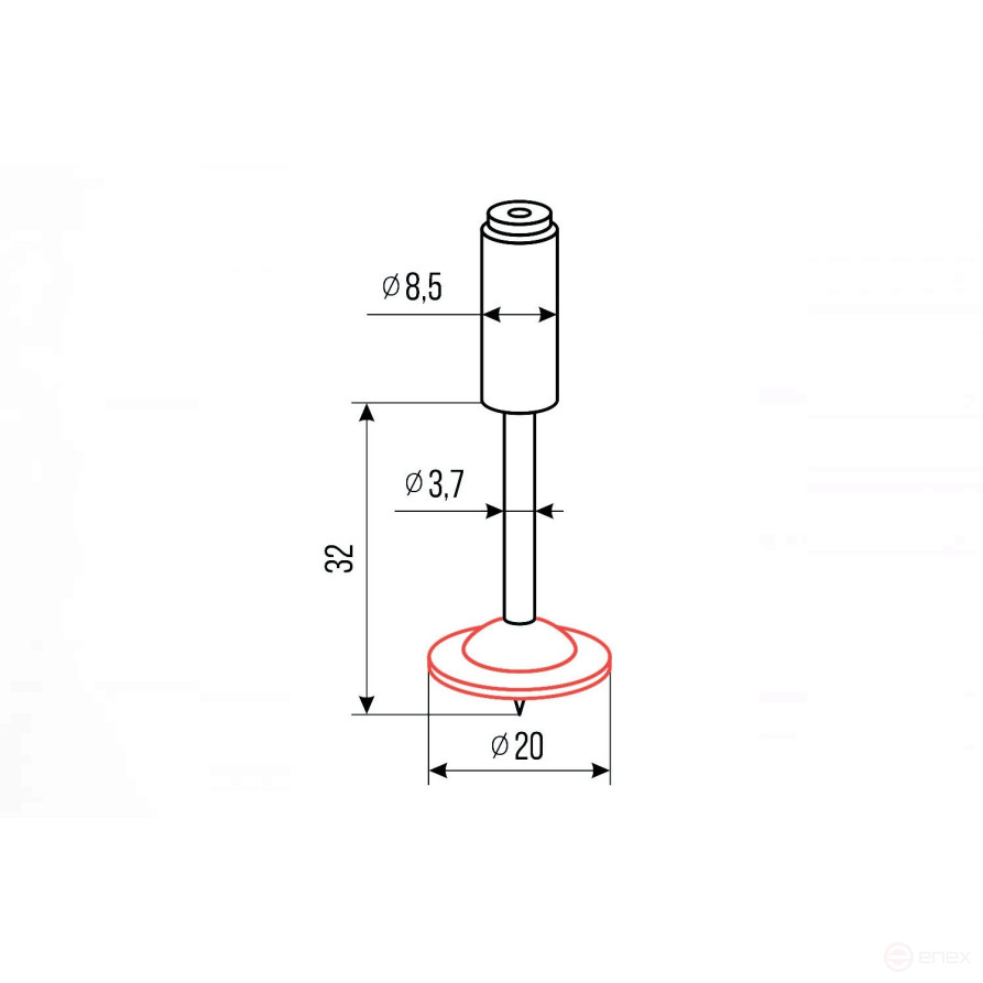 Pyroxylin mounting nails PA32-Q2 (round washer, red, 200 pcs/pack) FEDAST