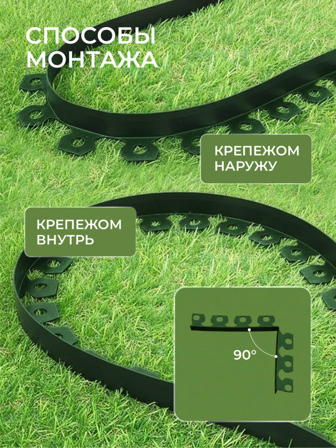 Plastic Mango garden board Geoplastboard, height 38 mm, 10 meters +30 stakes, green