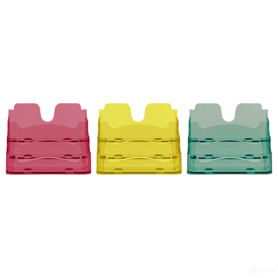 Подставка для визиток настольная СТАММ, 70*102мм, 3 отделения, пастельные цвета, ассорти