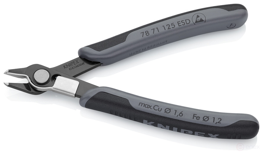 Electronic Super Knips® бокорезы прециз. ESD, без фаски, с зажимом,рез: провол. мягк. Ø 0.2 - 1.6 мм, ср. Ø 1.2 мм, L-125 мм, чёрн.