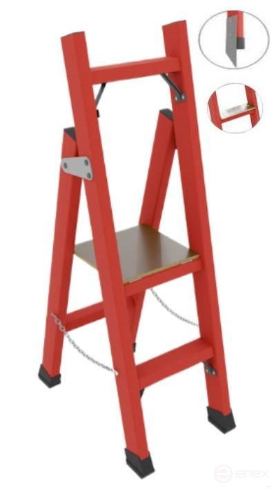 ССС-1,5ШМ диэлектрическая стремянка с симметричной опорой, широкие ступени, металлические оконцеватели (Мягкий грунт), h=1500мм, h рабочей площадки=700мм, ступ.2