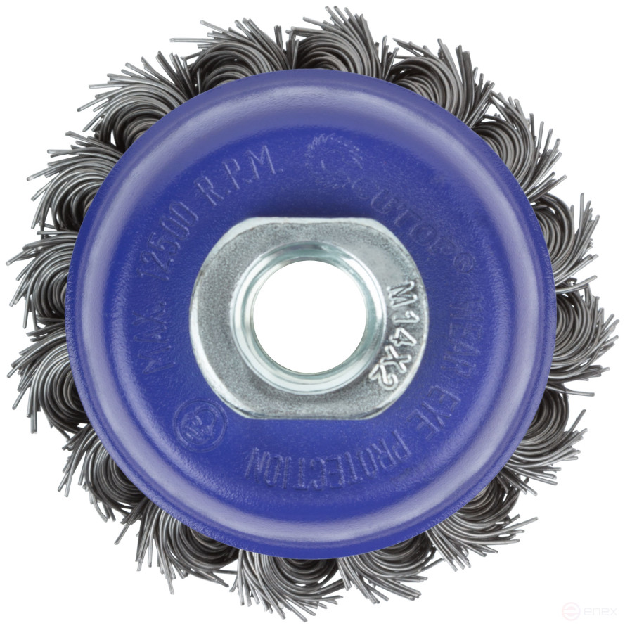 Щетка для УШМ, М14, тип "Чашка", крученая витая проволока 0,5 мм, 65 мм, блистер, CUTOP Profi