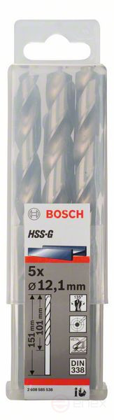 Свёрла по металлу HSS-G, DIN 338 12,1 x 101 x 151 mm