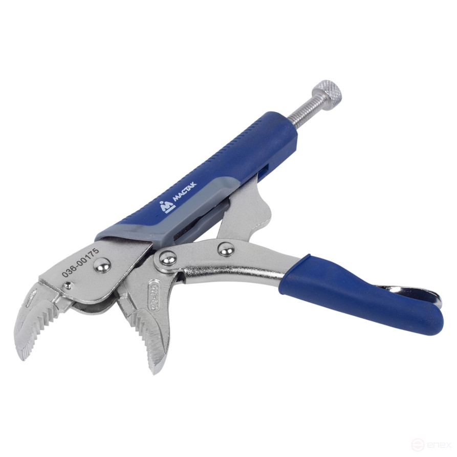 Зажим с фиксатором 175 мм, с закругленными губками МАСТАК 036-00175H