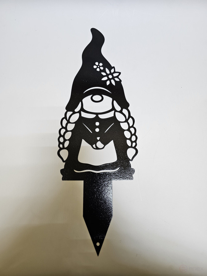 Large garden figurine "Gnome girl with pigtails"