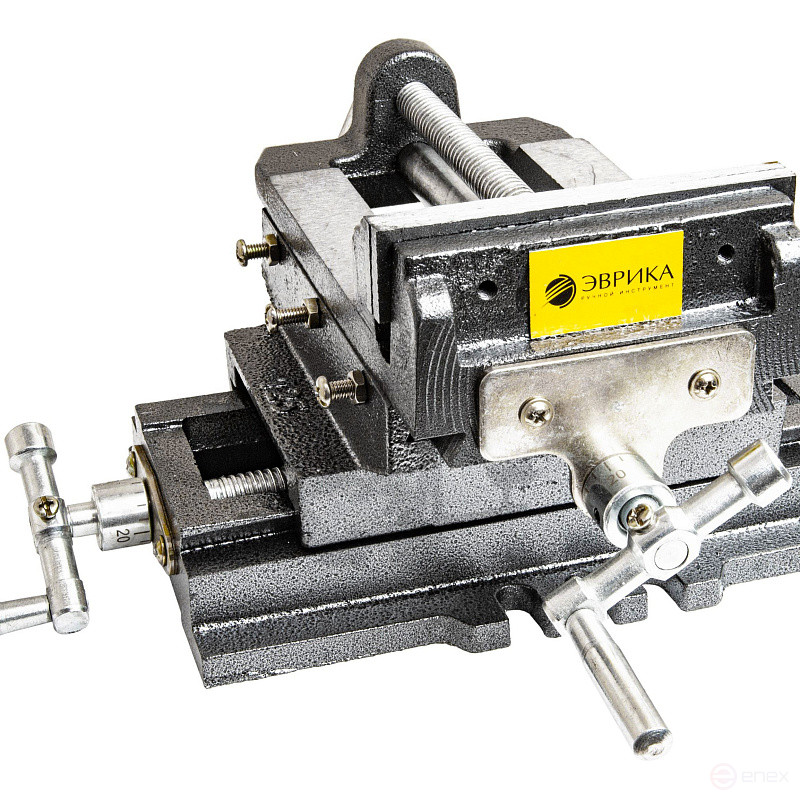Тиски станочные ER-191125 с винтовыми механизмами для регулировки направления "вперед-назад", "лево-право" 5"-125мм  чугунные ЭВРИКА /1/ NEW