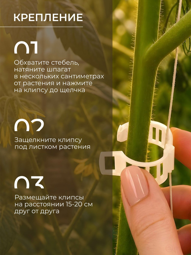 Garden clip for garter plants, set of 100 pcs., color transparent