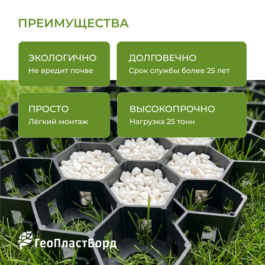 Газонная решетка для садовых дорожек и парковки комплект 6 штук цвет чёрный