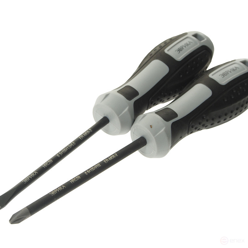 Набор отверток ER-M08-2 SL5.5x100 Ø5, PH2x100 Ø6, стержень S2, 2 предмета в блистере HRC≥59 ЭВРИКА /1/72 NEW