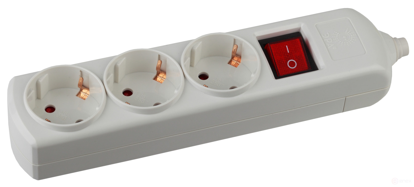 ERA K-3es 3 Sockets with ground connection with switch white