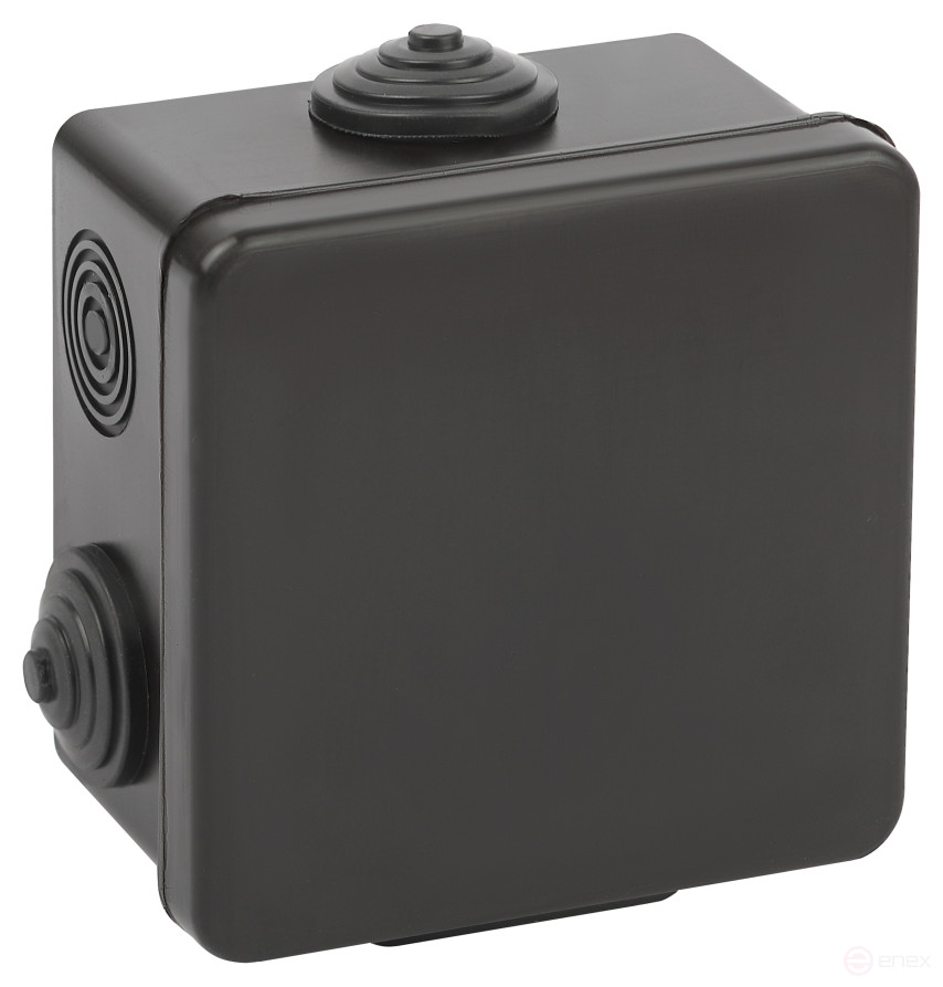 Soldering box ERA KOR-80-80-50- 7g-B open installation black 80x80x50mm with 7 vx hermetic leads. IP54