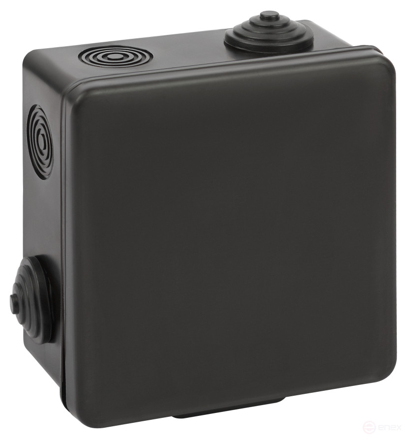 Soldering box ERA KOR-100-100-50- 8g-B open installation black 100x100x50mm with 8 vx hermetic leads. IP54